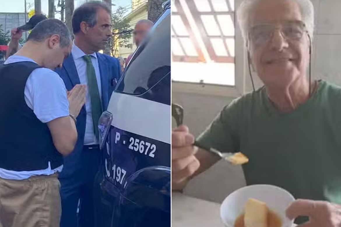 Suspeito de matar idoso com 'Voadora' em Santos se emociona durante reconstituição do crime