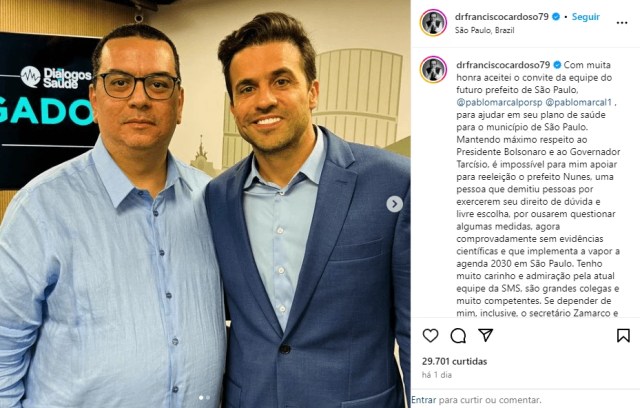 Marçal quer médico antivacina na Saúde de São Paulo