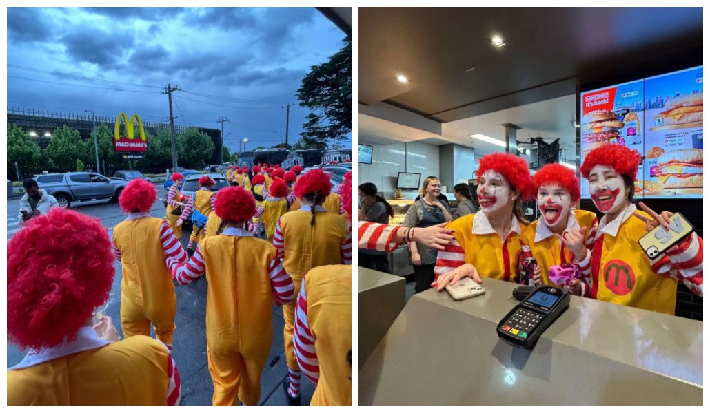 Estudantes australianas invadem McDonald's fantasiadas de Ronald McDonald e viralizam