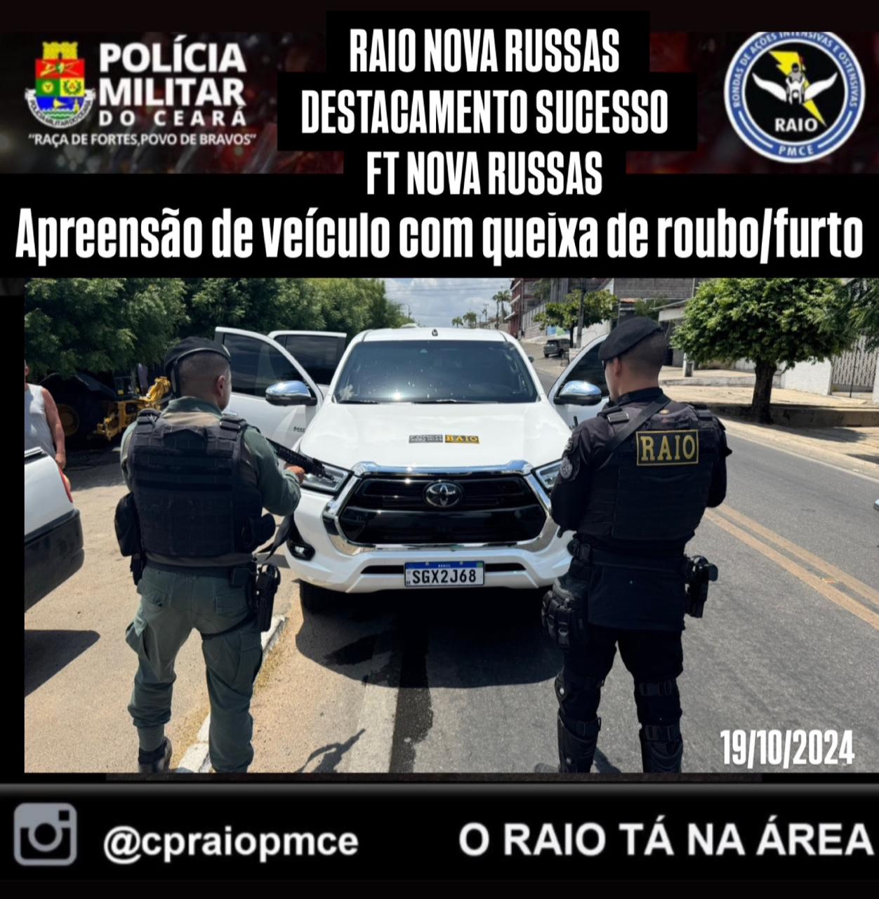 RAIO APREENDE VEÍCULO COM QUEIXA DE ROUBO/FURTO EM NOVA RUSSAS – Blog Tony Sales