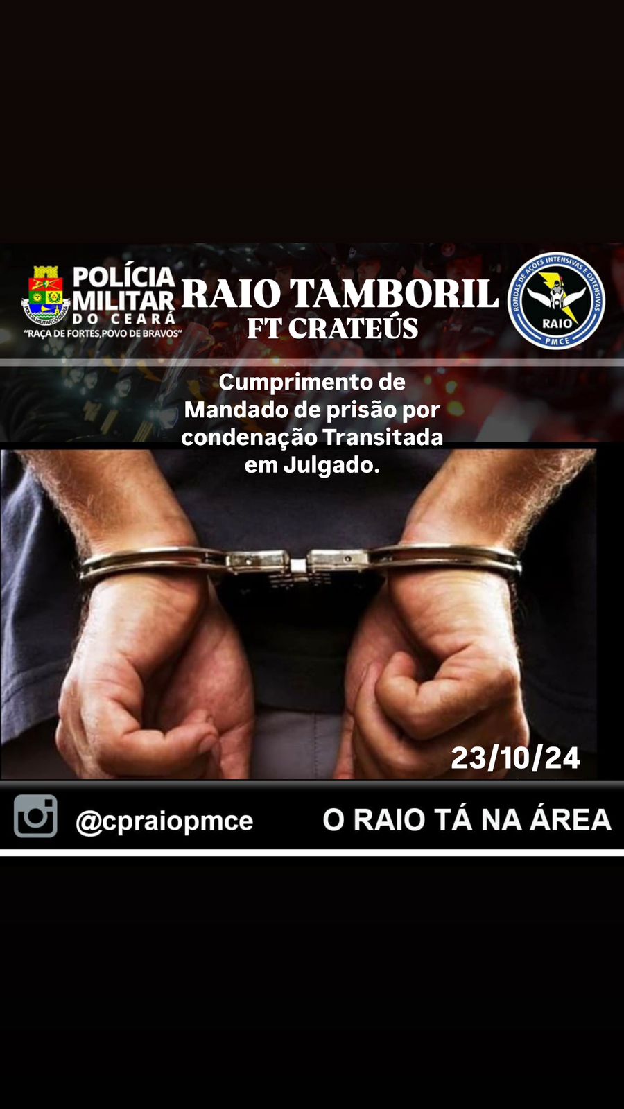 RAIO E FORÇA TÁTICA CUMPREM MANDADO DE PRISÃO EM TAMBORIL – Blog Tony Sales