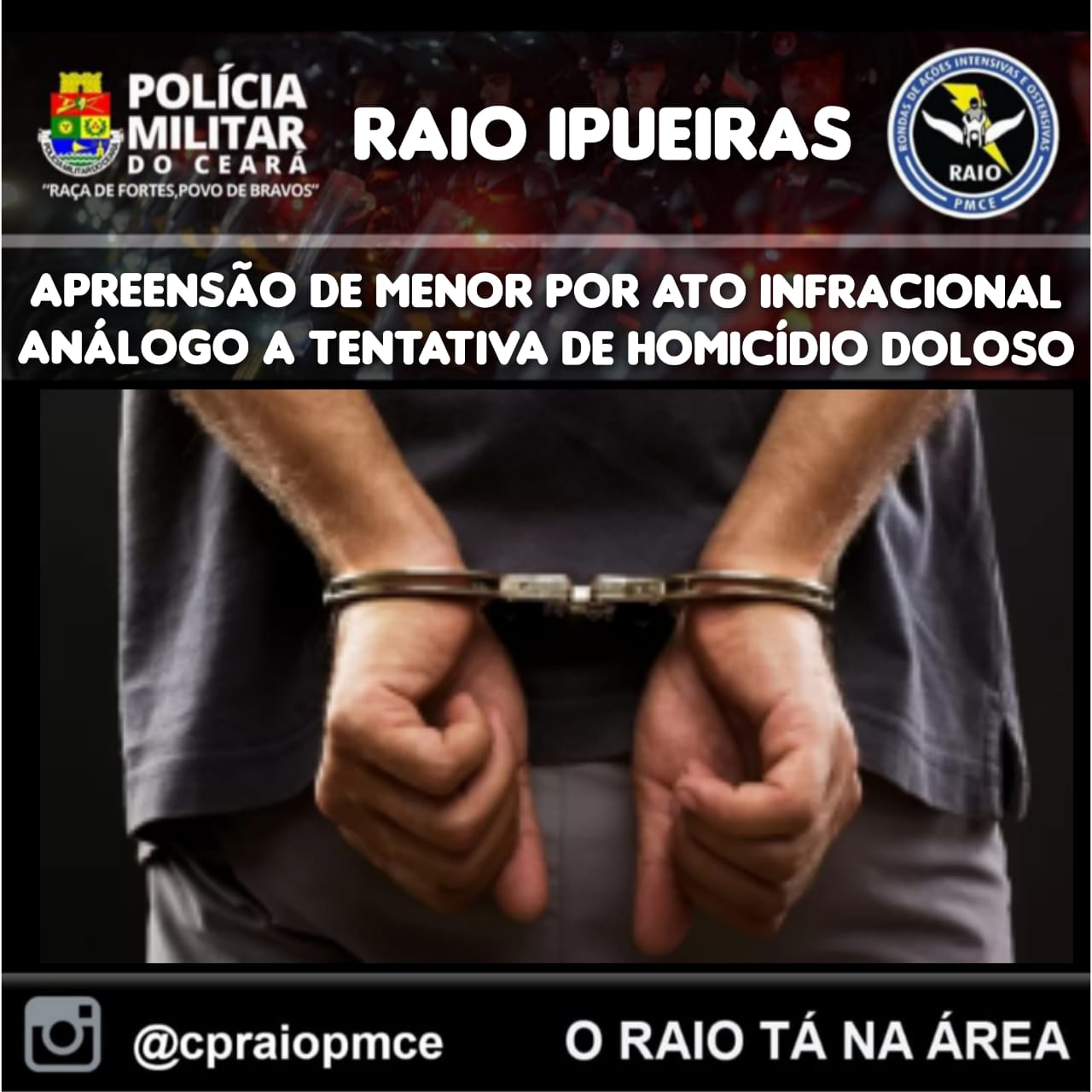 RAIO APREENDE MENOR ACUSADO DE TENTATIVA DE HOMICÍDIO EM IPUEIRAS – Blog Tony Sales