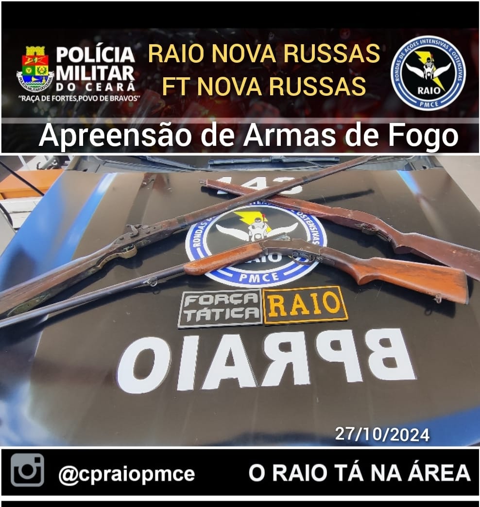 Policiais do Raio e força tática apreendem armas de fogo em Monsenhor Tabosa – Blog Tony Sales