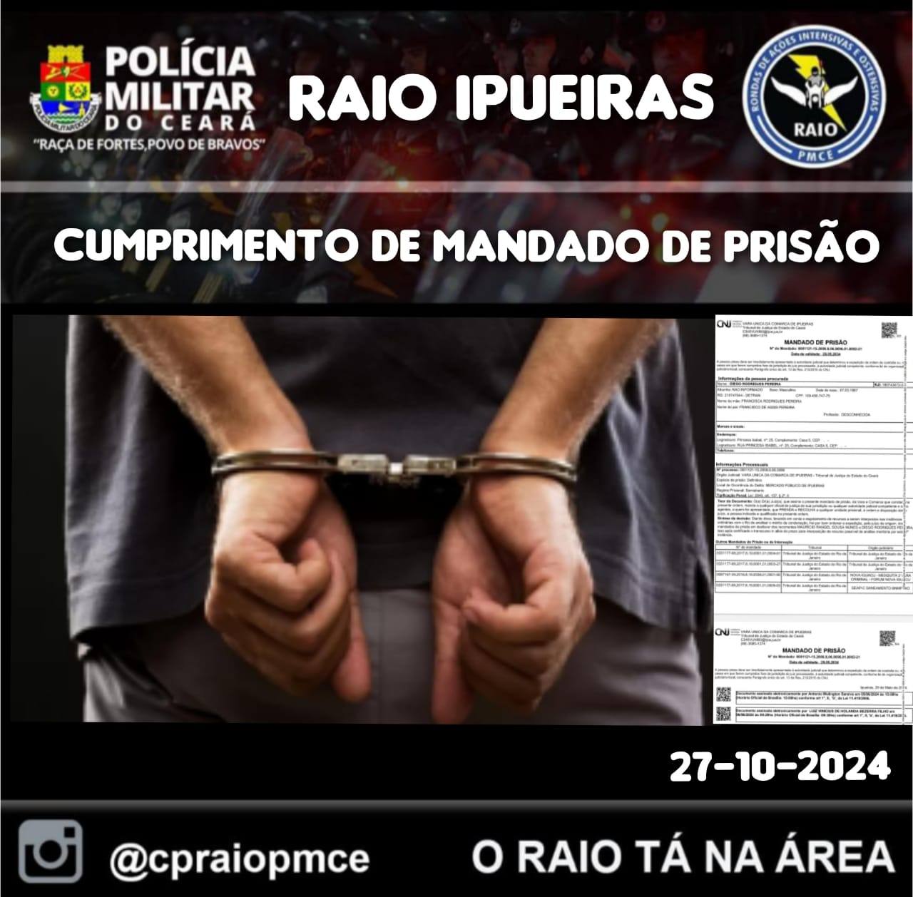 Raio cumpre mandado de prisão em Ipueiras – Blog Tony Sales