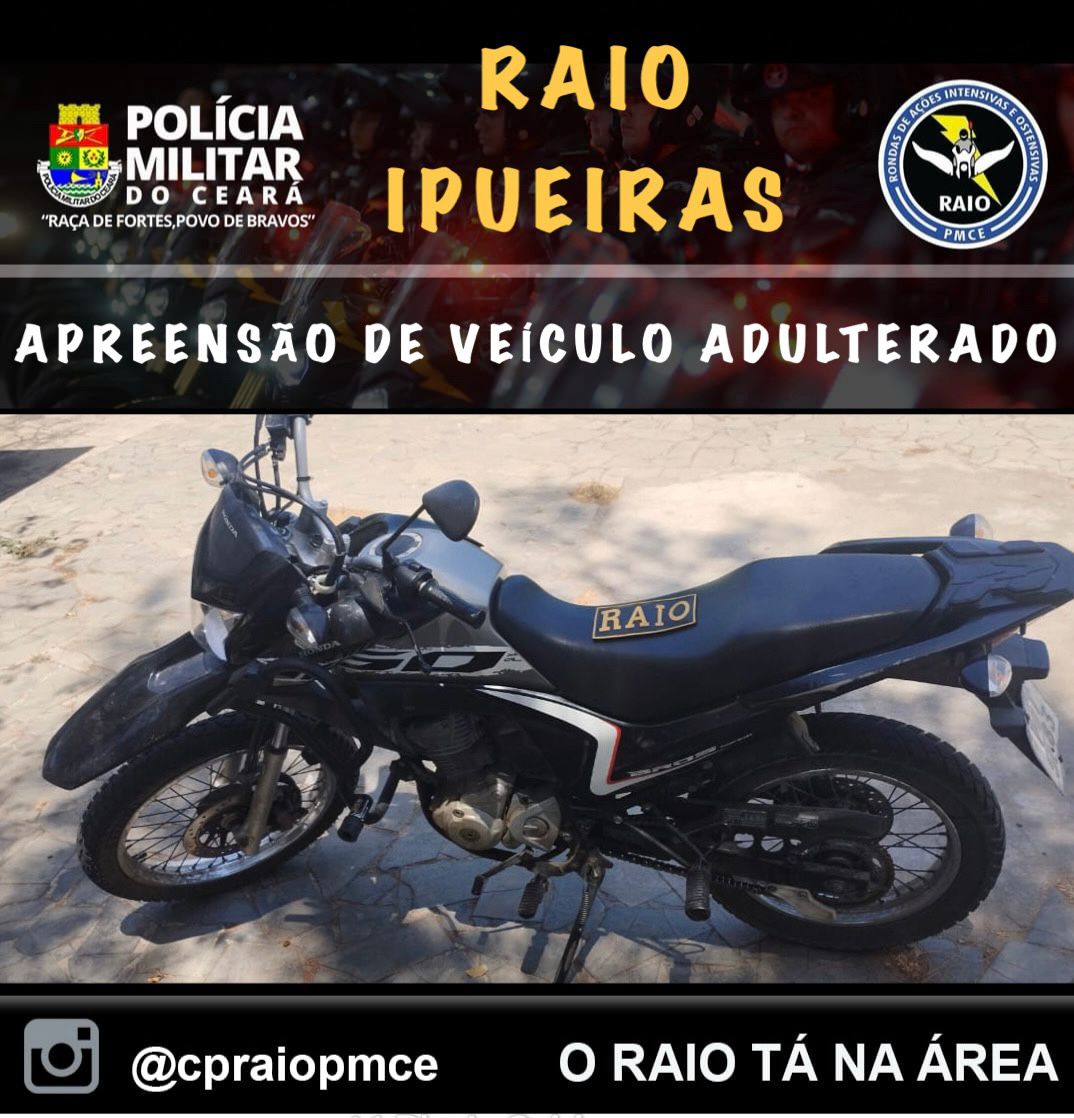 Raio apreende motocicleta possivelmente clonada em Ipueiras – Blog Tony Sales