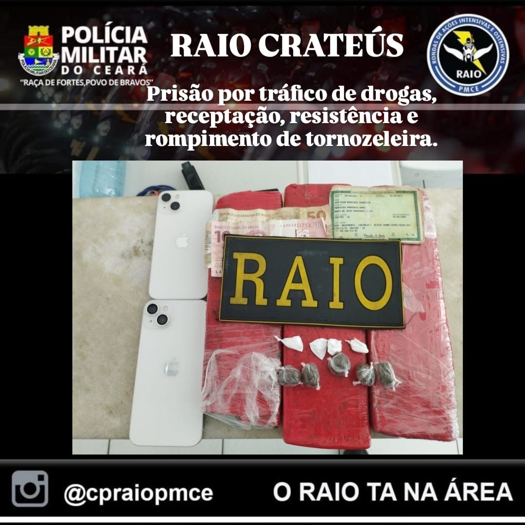 PRISÃO POR TRÁFICO DE DROGAS,RECEPTAÇÃO, ROMPIMENTO DE TORNOZELEIRA ELETRÔNICA E RESISTÊNCIA EM CRATEUS – Blog Tony Sales