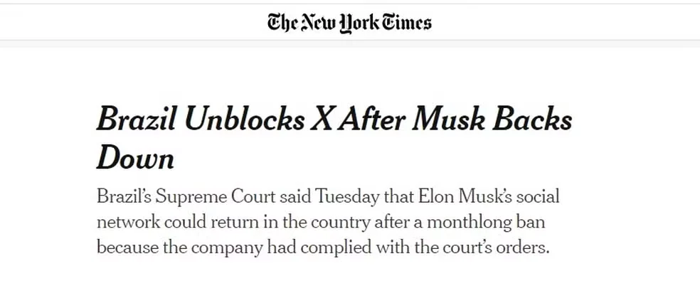 Jornais estrangeiros falam em ‘derrota’ para Musk após X