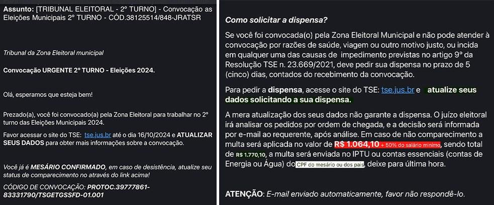 Justiça eleitoral alerta para golpe com e-mail para fazer convocações falsas de mesários - PontoPoder
