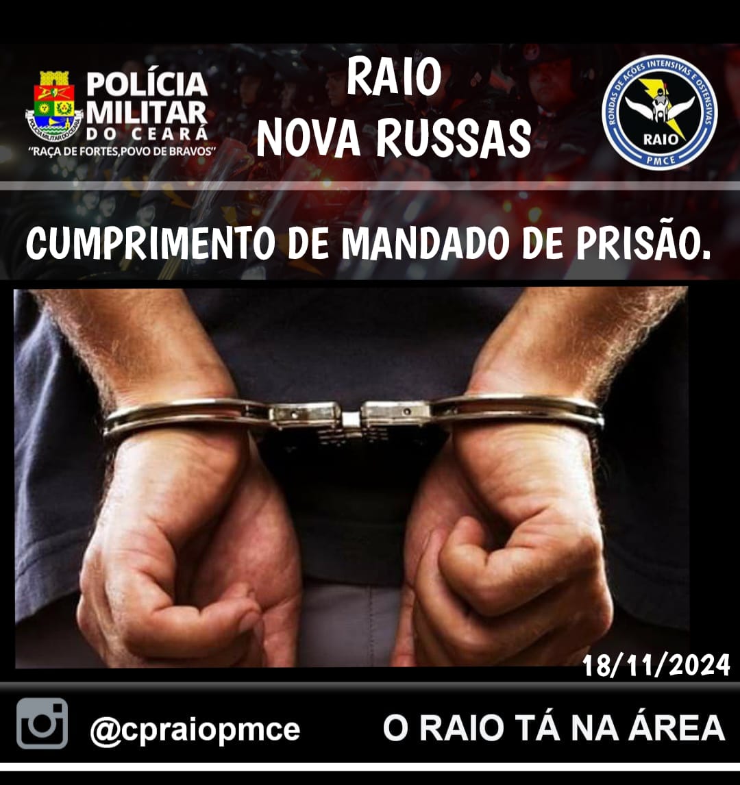 RAIO CUMPRE MANDADO DE PRISÃO EM ARARENDÁ – Blog Tony Sales