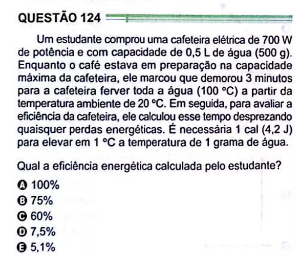 Enem 2024: questão de Física sobre cafeteira elétrica pode ser anulada; entenda - Papo Carreira