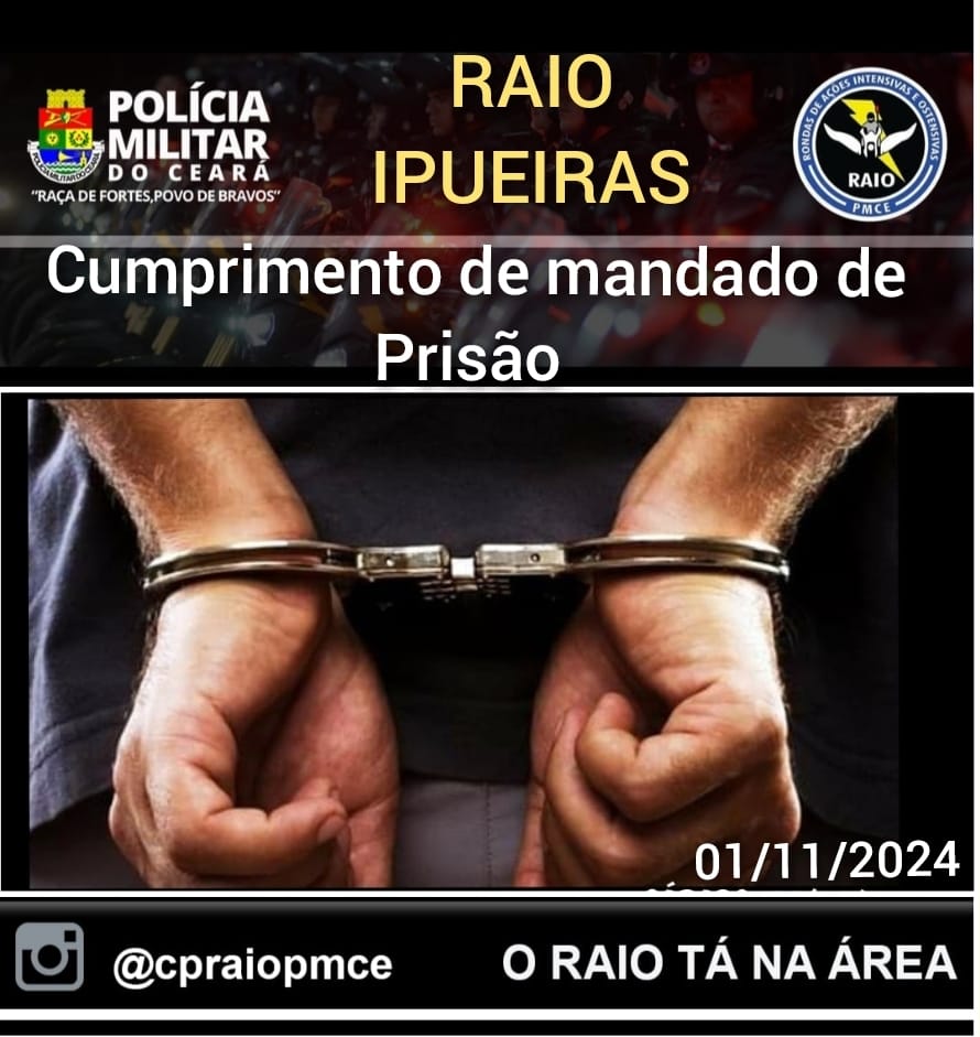 Raio cumpre mandado de prisão em Ipueiras – Blog Tony Sales