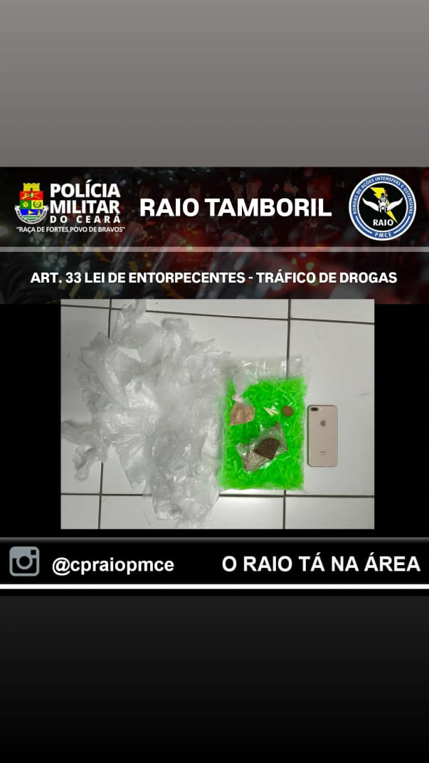 Raio realiza prisão por tráfico de drogas em Monsenhor Tabosa – Blog Tony Sales