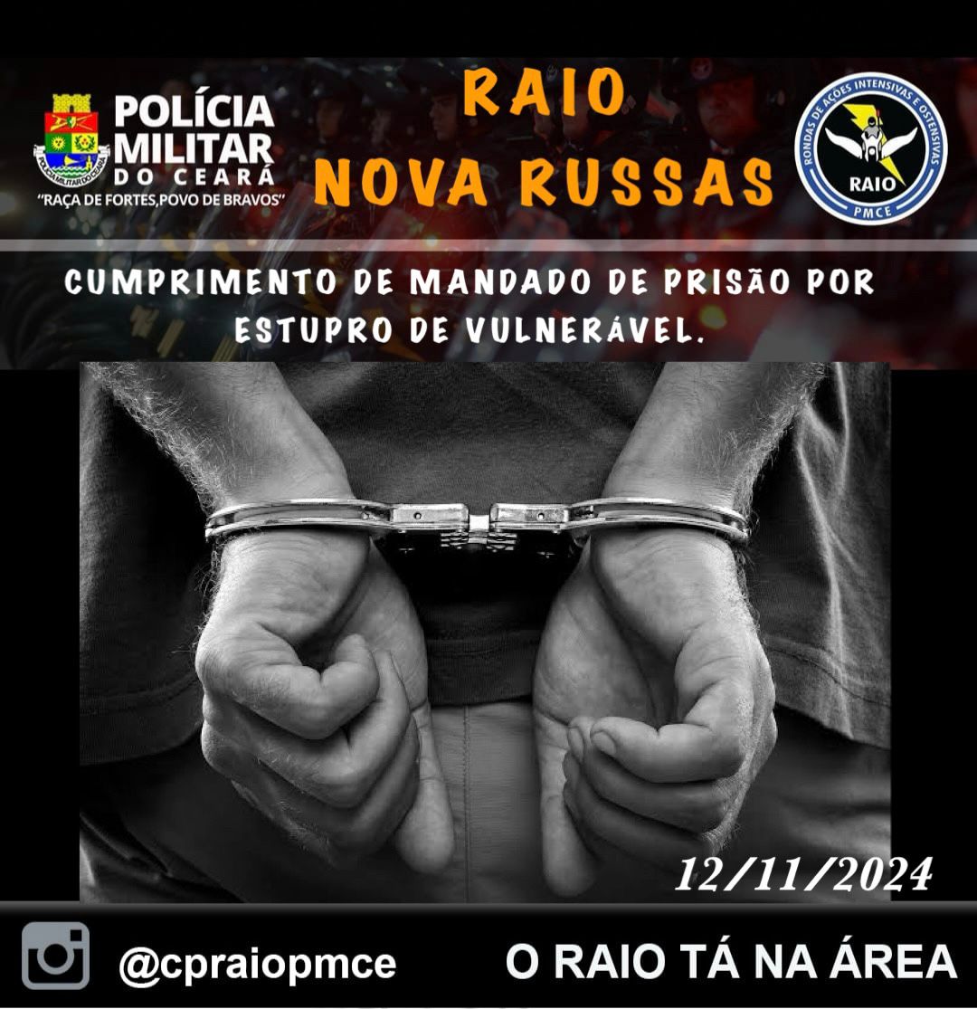 RAIO NOVA RUSSAS CUMPRE MANDADO DE PRISÃO EM IPUEIRAS – Blog Tony Sales