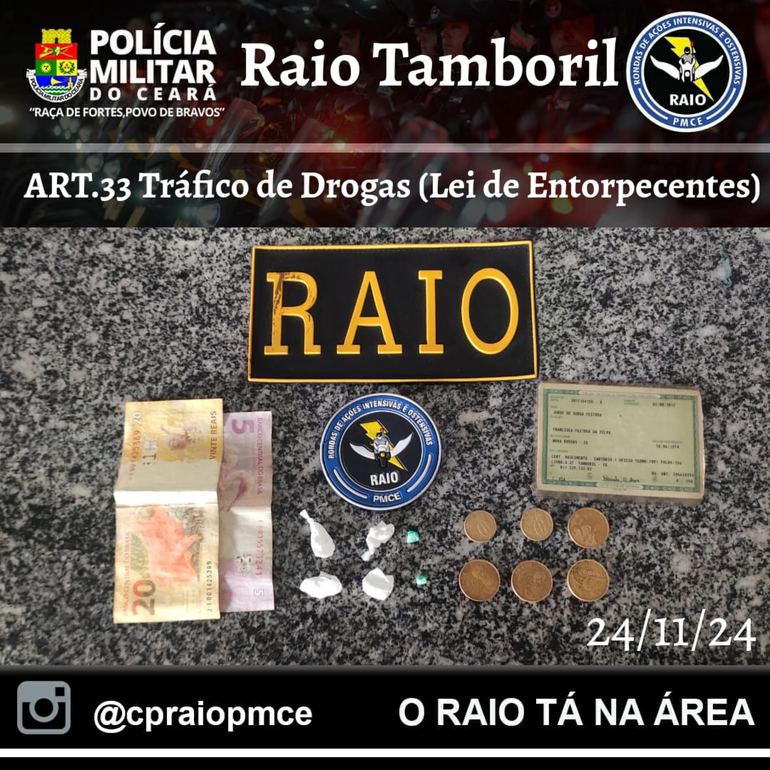 Raio realiza prisão por tráfico de droga em Tamboril – Blog Tony Sales