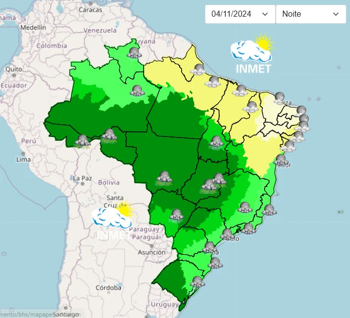 Primeira semana de novembro terá com tempo instável e úmido