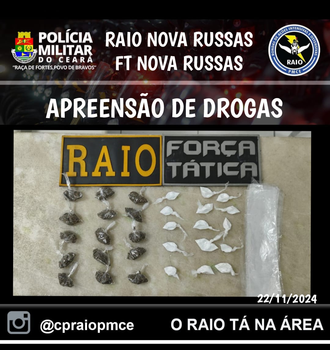 RAIO E FORÇA TÁTICA APREENDEM DROGAS EM NOVA RUSSAS – Blog Tony Sales