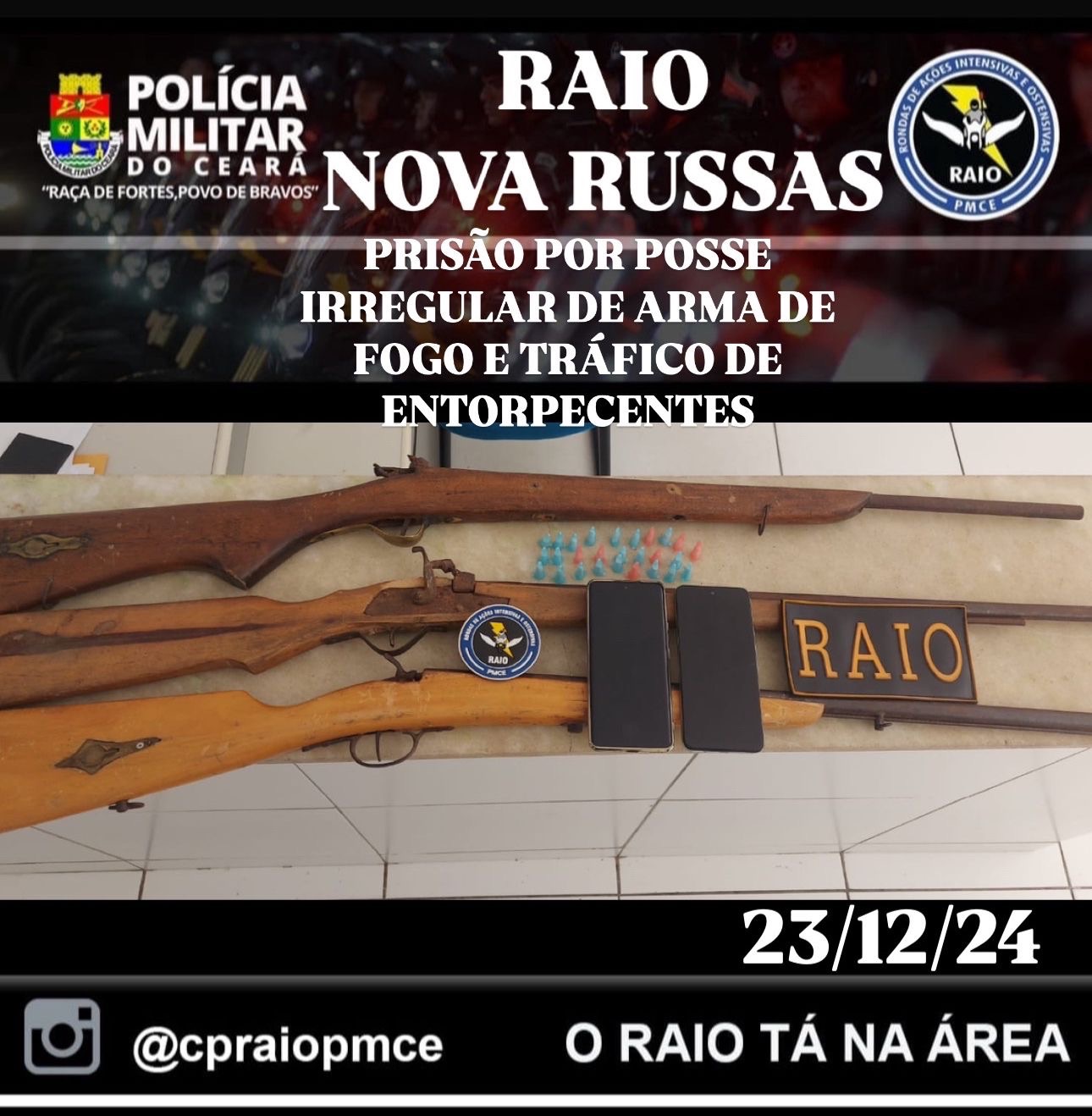 Raio Nova Russas apreende armas e drogas em monsenhor Tabosa￼ – Blog Tony Sales