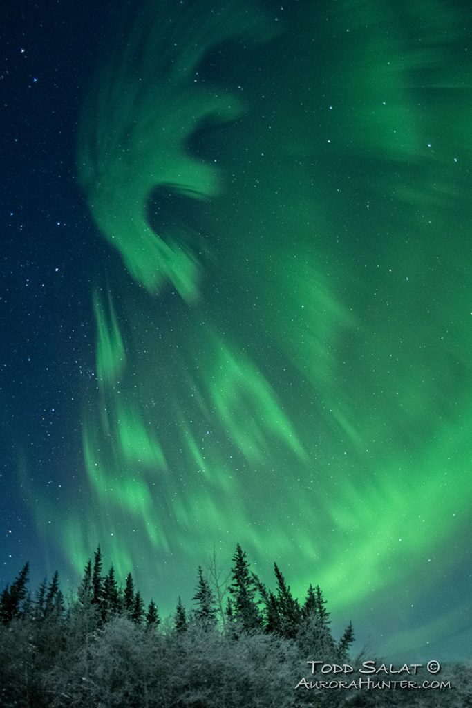Anti-auroras formam letra “E” no céu do Alasca – entenda