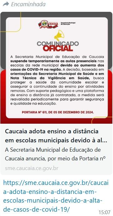 Caucaia suspende aulas presenciais e terá ensino remoto por causa da Covid-19 - Ceará