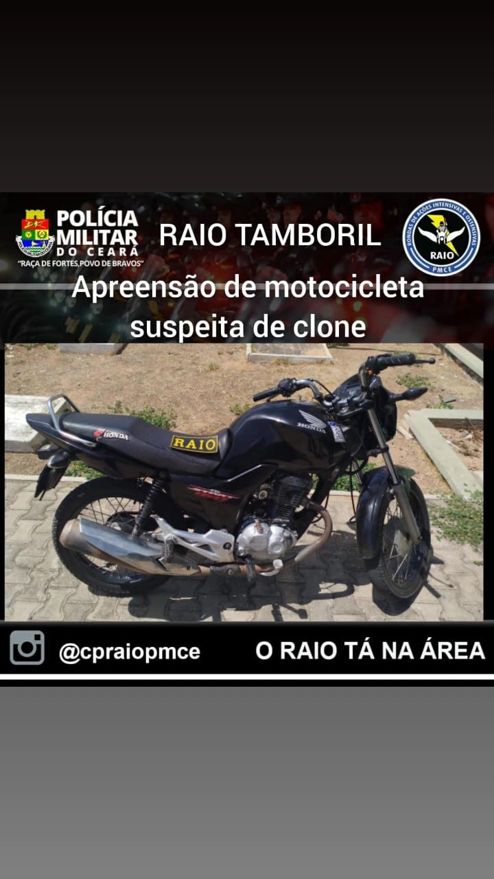 Apreensão de motocicleta com suspeita de clone em Tamboril – Blog Tony Sales