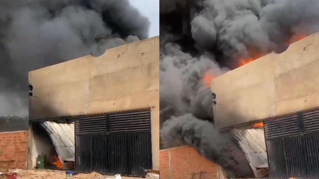 Incêndio atinge depósito com produto químico utilizado na fabricação de espuma de colchões no Ceará - Ceará