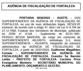 Condenado por suborno, superintendente adjunto da Agefis é exonerado pela Prefeitura de Fortaleza - PontoPoder