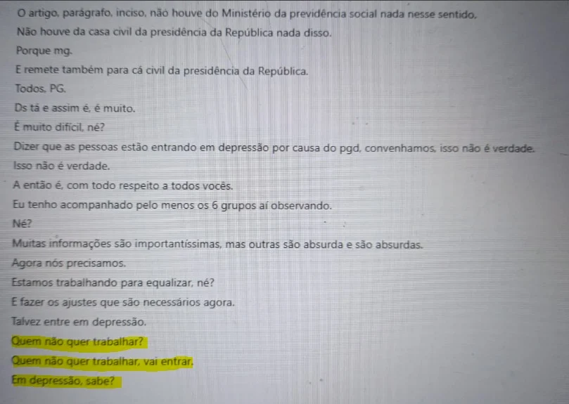 Diretor do INSS diz em reunião que servidor que não quiser trabalhar vai entrar em depressão