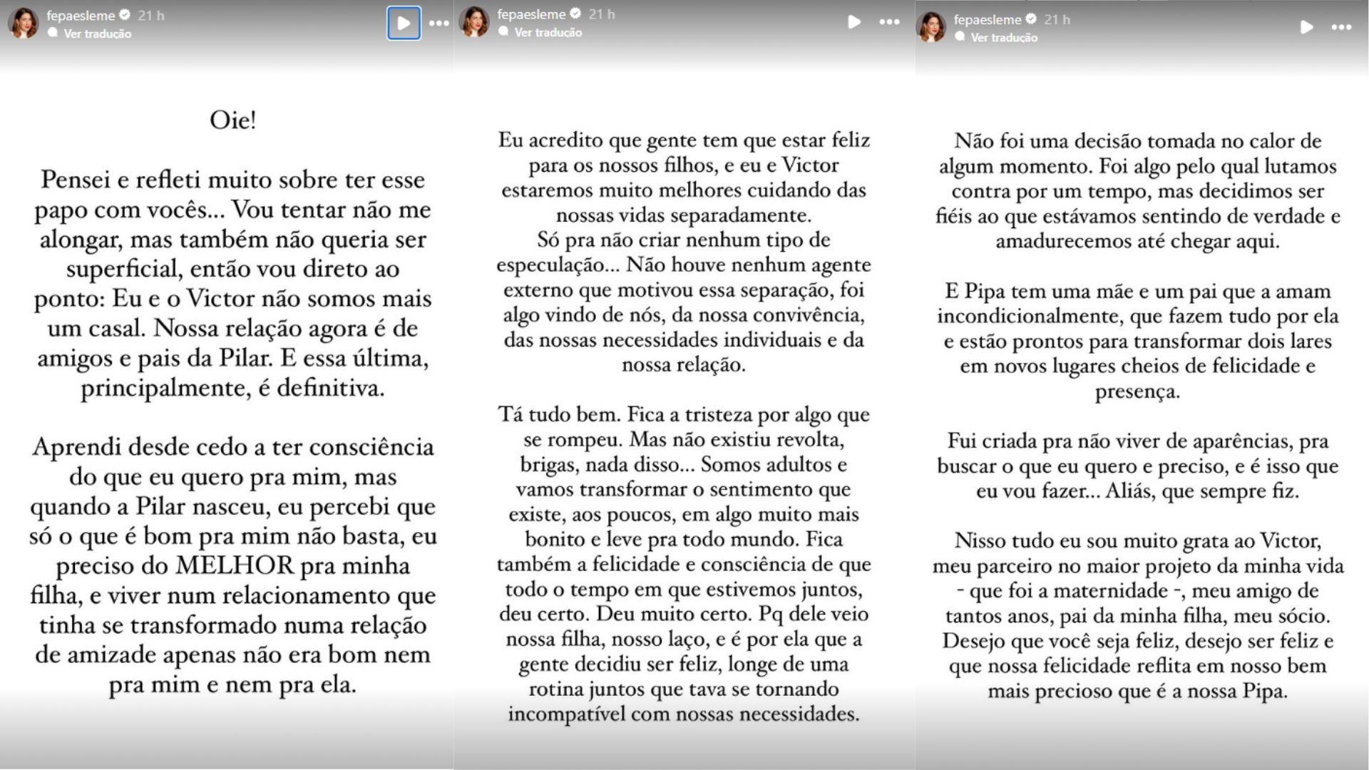 Fernanda Paes Leme fez 'viagem de despedida' com Victor Sampaio; veja o que o casal disse sobre a separação - Zoeira