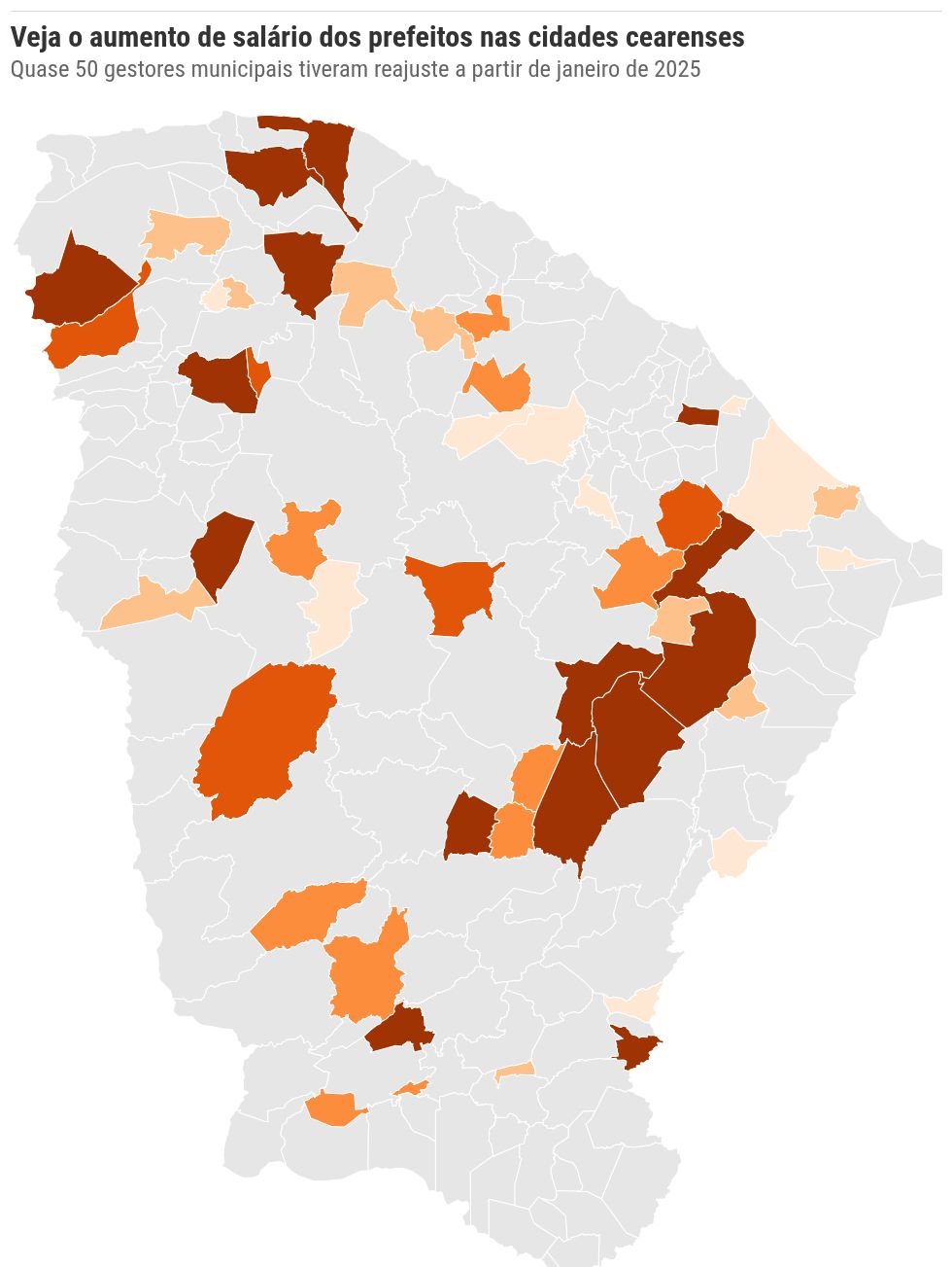 Salários de pelo menos 49 prefeitos do CE tiveram aumento em 2025; dois superam o do governador - PontoPoder