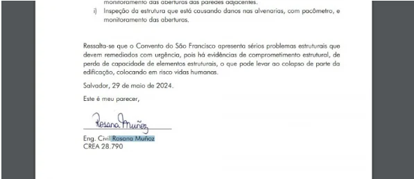 Iphan foi alertado há oito meses sobre risco no convento em Salvador