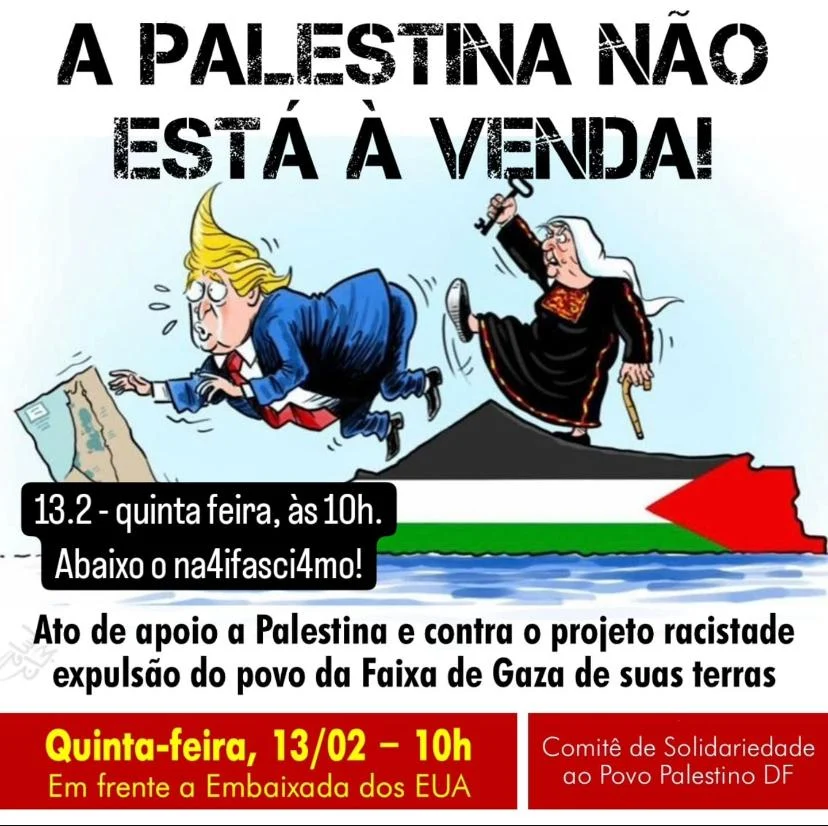Manifestantes protestam na quinta em vários pontos do Brasil, contra Trump e a favor dos palestinos