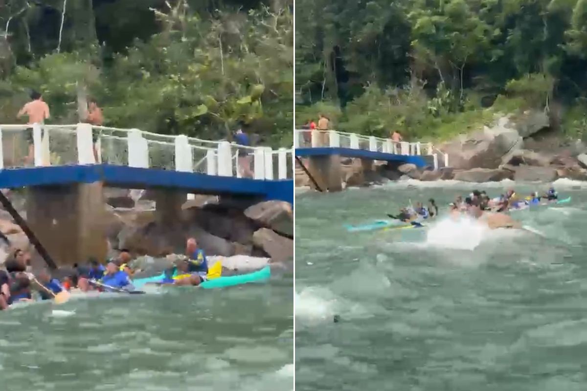 9 pessoas são resgatadas após canoas havaianas serem atingidas por correnteza em SP
