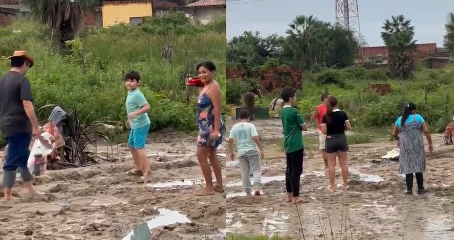 Alagamentos em Caucaia: Criança Celebra Aniversário em Meio à Lama em Fortaleza