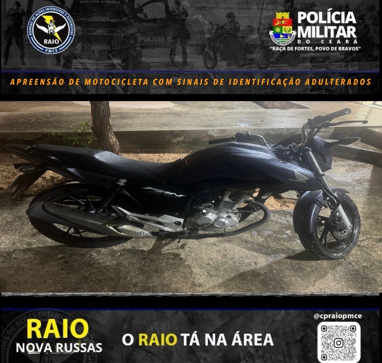 Apreensão de Motocicleta Adulterada em Nova Russas: Polícia Civil em Ação