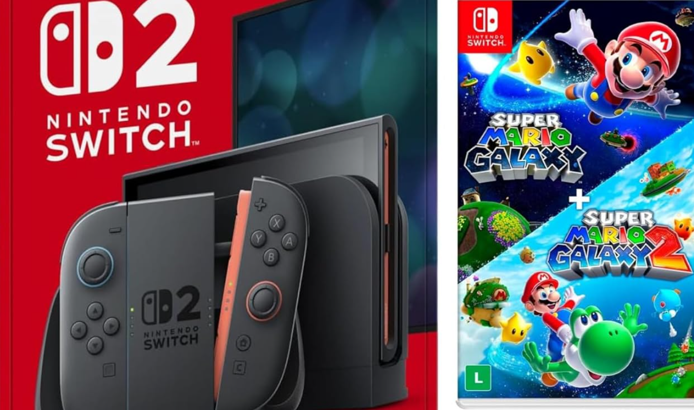 Compre o Console Nintendo Switch 2 com Super Mario Galaxy e 2 na Amazon por um Preço Impressionante!