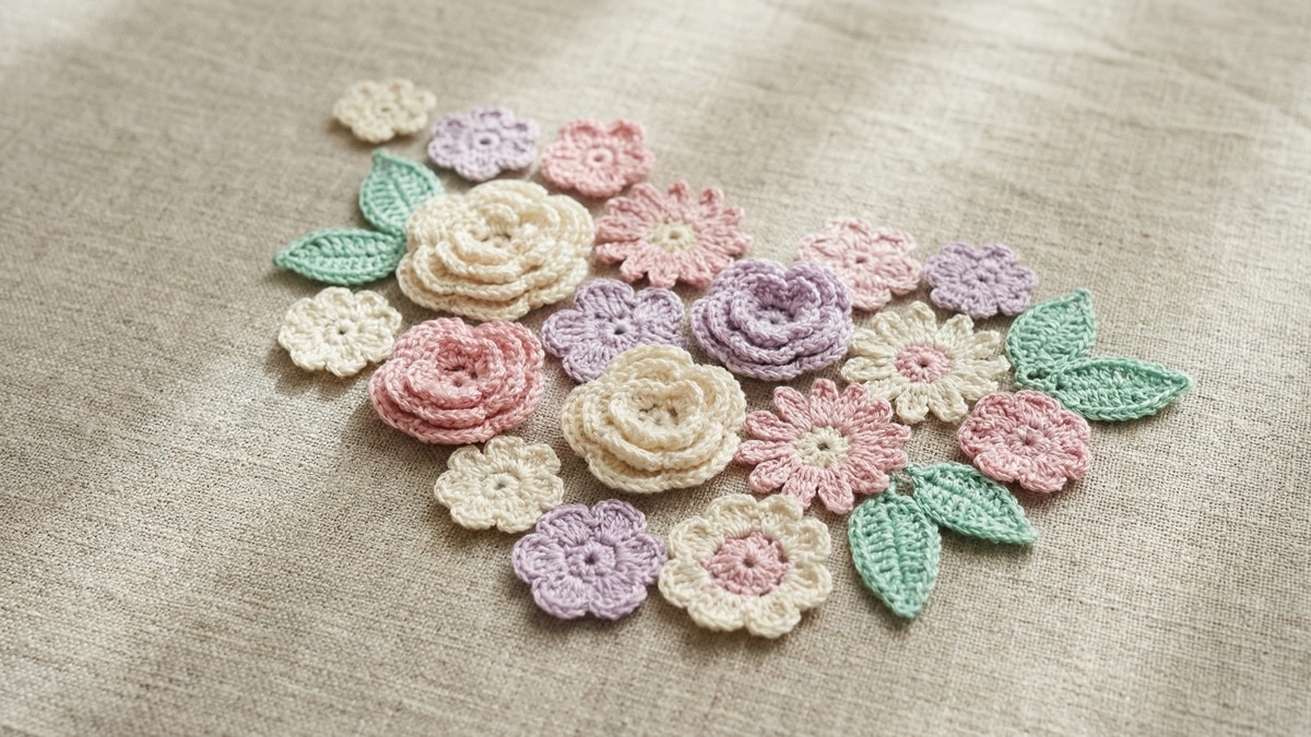 Crie Flores de Crochê para Aplicações com Estes 5 Gráficos Simples e Fáceis
