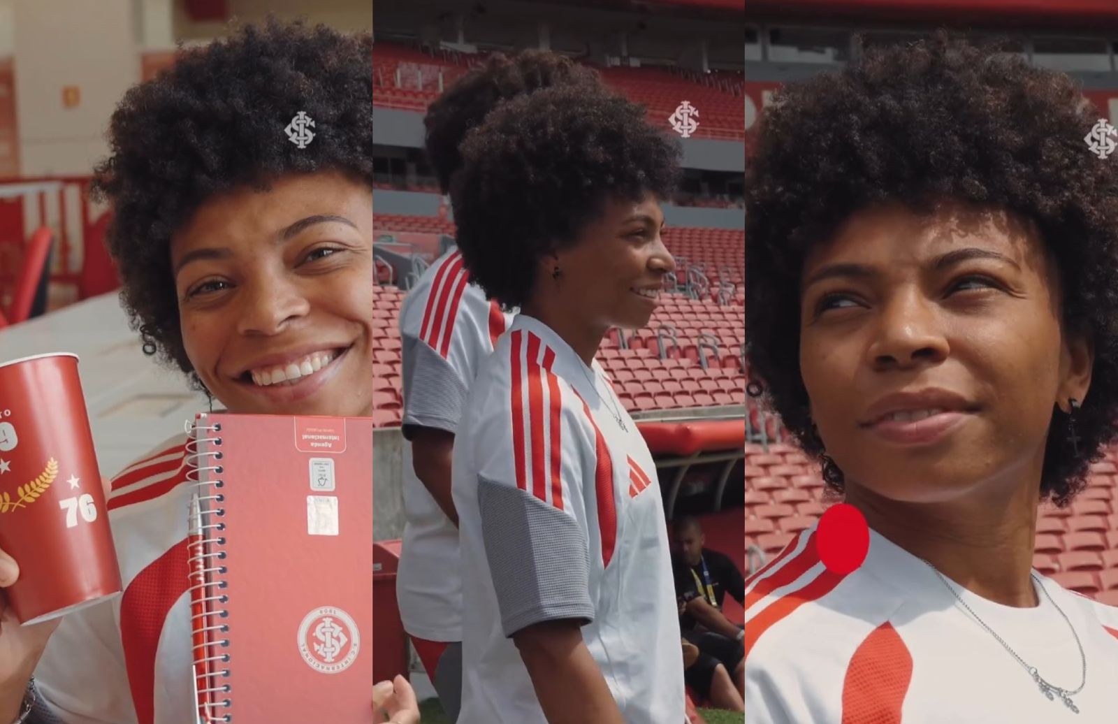 Elenco feminino do internacional visita o beira-rio com a piauiense valéria