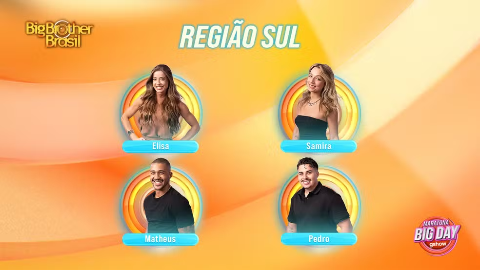Enquete BBB 26: vote nos seus favoritos da Casa de Vidro da região Sul