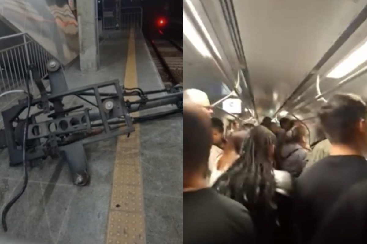 Equipamento de trem em circulação na Linha 8 cai e assusta passageiros