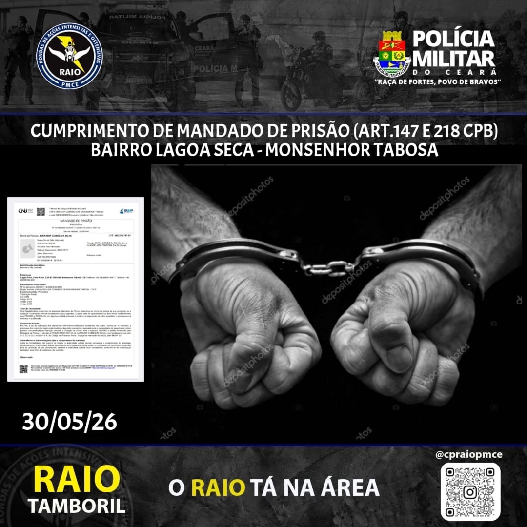 Mandado De Prisão Cumprido Em Monsenhor Tabosa - Raio Tamboril Aplica Lei