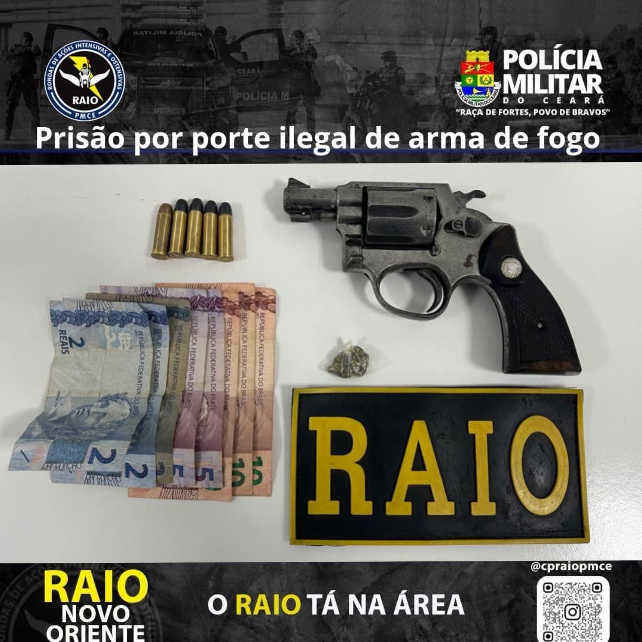 Prisão em Novo Oriente: Raio Apresenta Suspeito por Posse Ilegal de Arma de Fogo