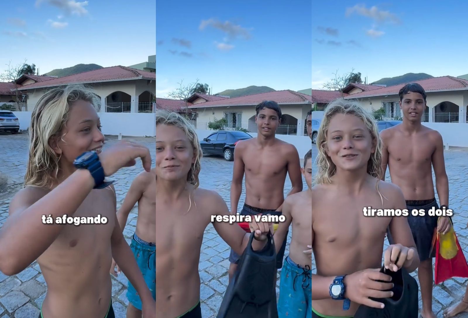 Surfistas mirins salvam criança e adolescente de afogamento em SC e viralizam nas redes so