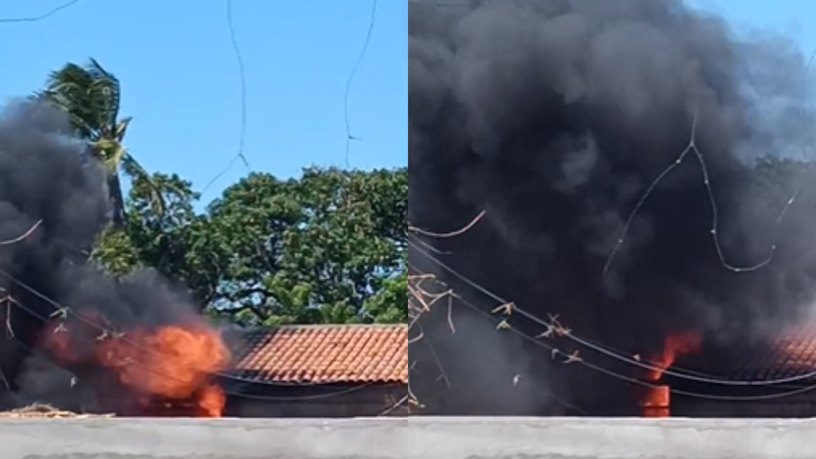 VÍDEO: Incêndio atinge oficina no litoral do Piauí; uma pessoa é socorrida após inalar fum